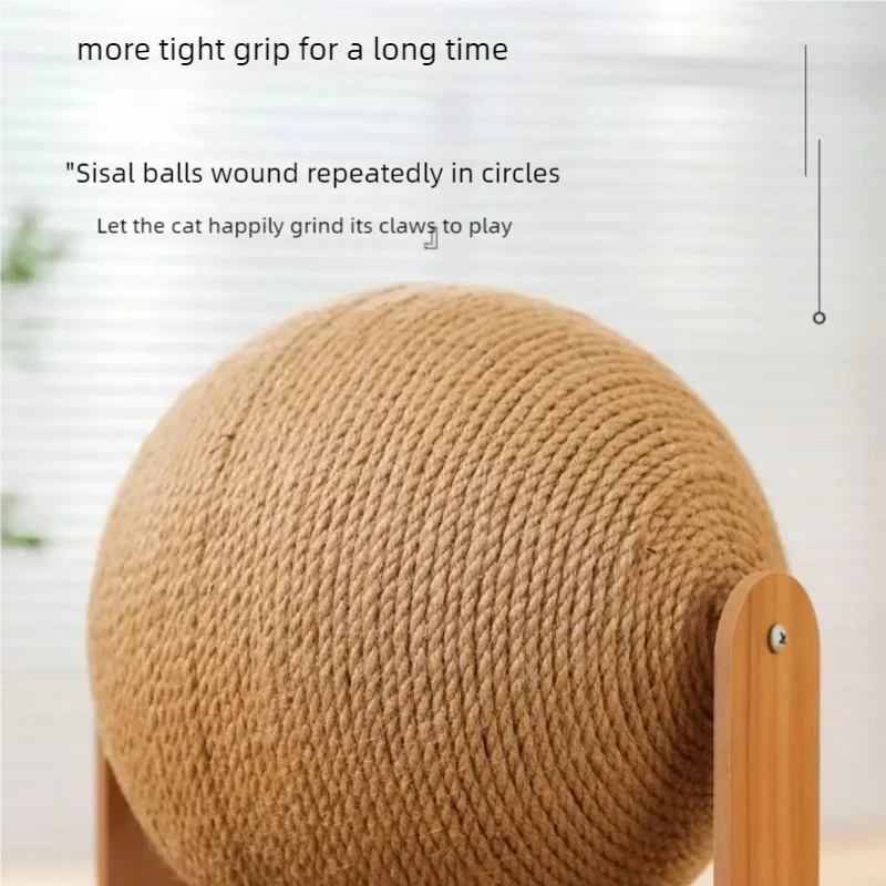 2-in-1 Wooden Cat Scratcher Ball - Sisal Scratch Board with Grinding Paw Toy