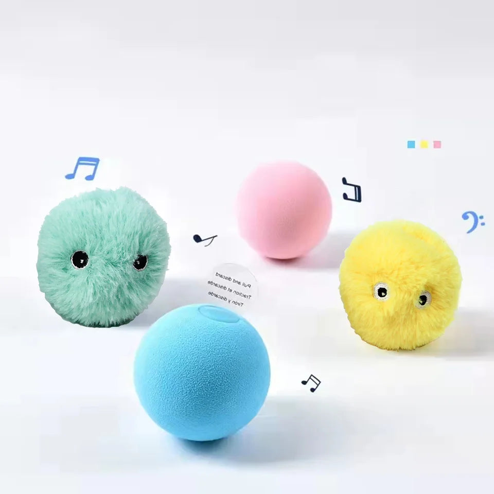 Interactive Smart Cat Ball Toy with Sound & Catnip | Touch Activated Squeaky Training Toy for Kittens