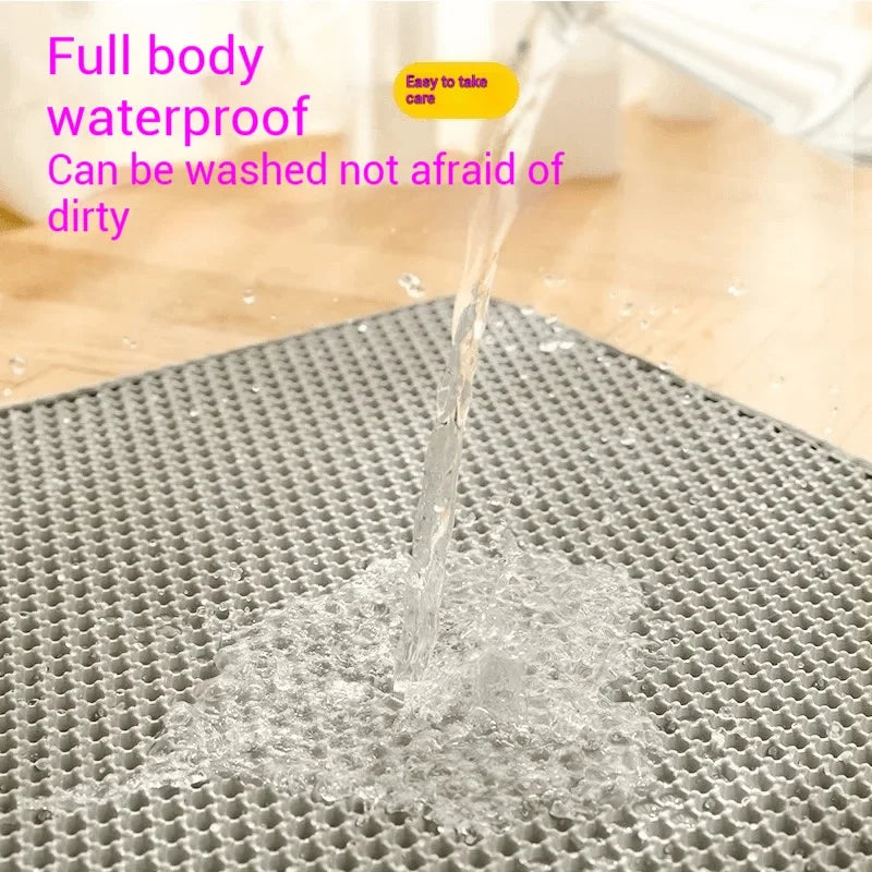 Large Cat Litter Mat 90x60cm | Waterproof Double Layer Litter Trapper Pad with Non-Slip Base