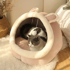 Deep Sleep Cat Bed with Removable Cushion | Foldable Cartoon Cave Bed for Cats & Small Dogs