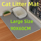 90x60CM Cat Litter Mat | Waterproof Double Layer Washable Litter Trapper Pad for Cats