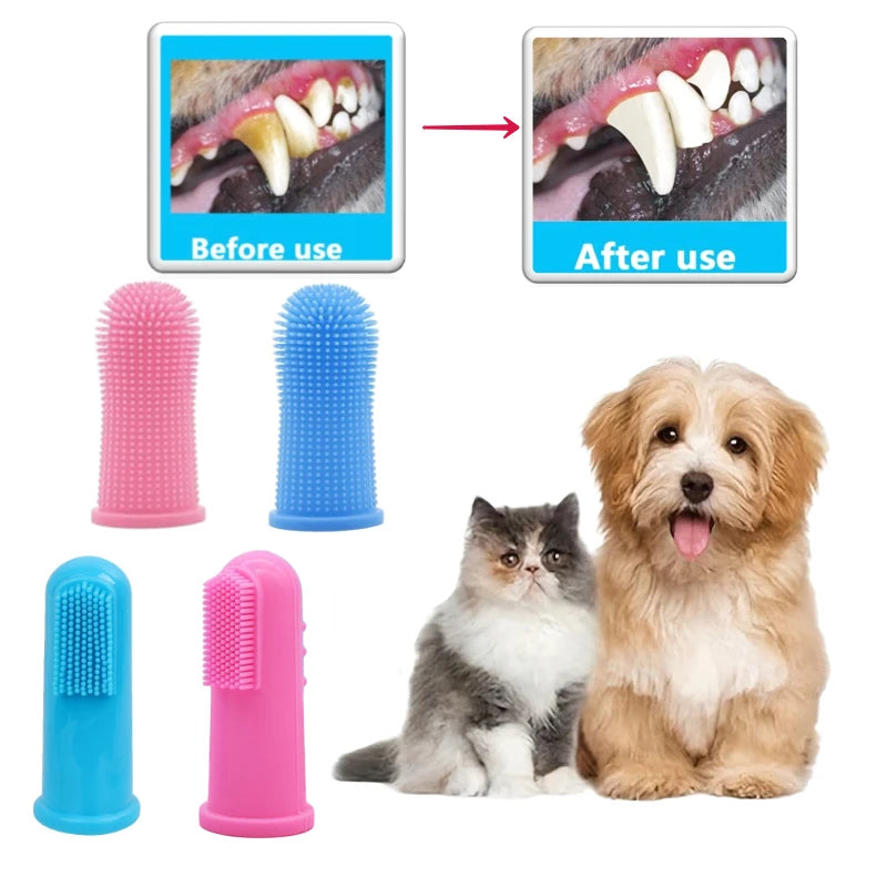 3-Sided Pet Toothbrush | Dog & Cat Dental Cleaning Brush for Tartar Removal