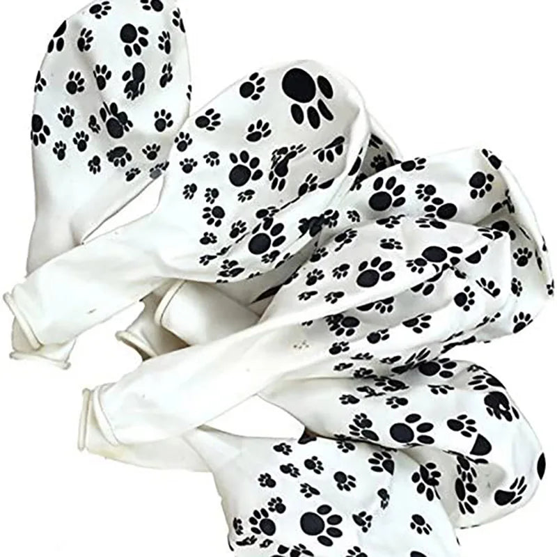 Dog Paw Print Latex Balloons - 20pcs White Pet-Themed Party Decorations