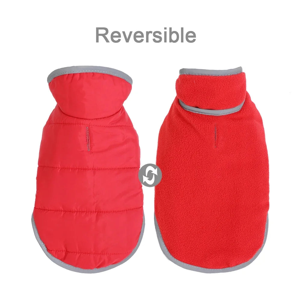 Reversible Winter Pet Coat - Reflective Warm Jacket for Small & Medium Dogs & Cats