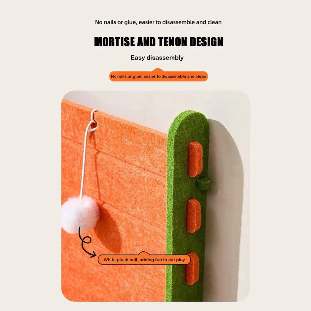 L-Shaped Cat Scratcher & Climbing Frame - Wear-Resistant Felt Board with Nest