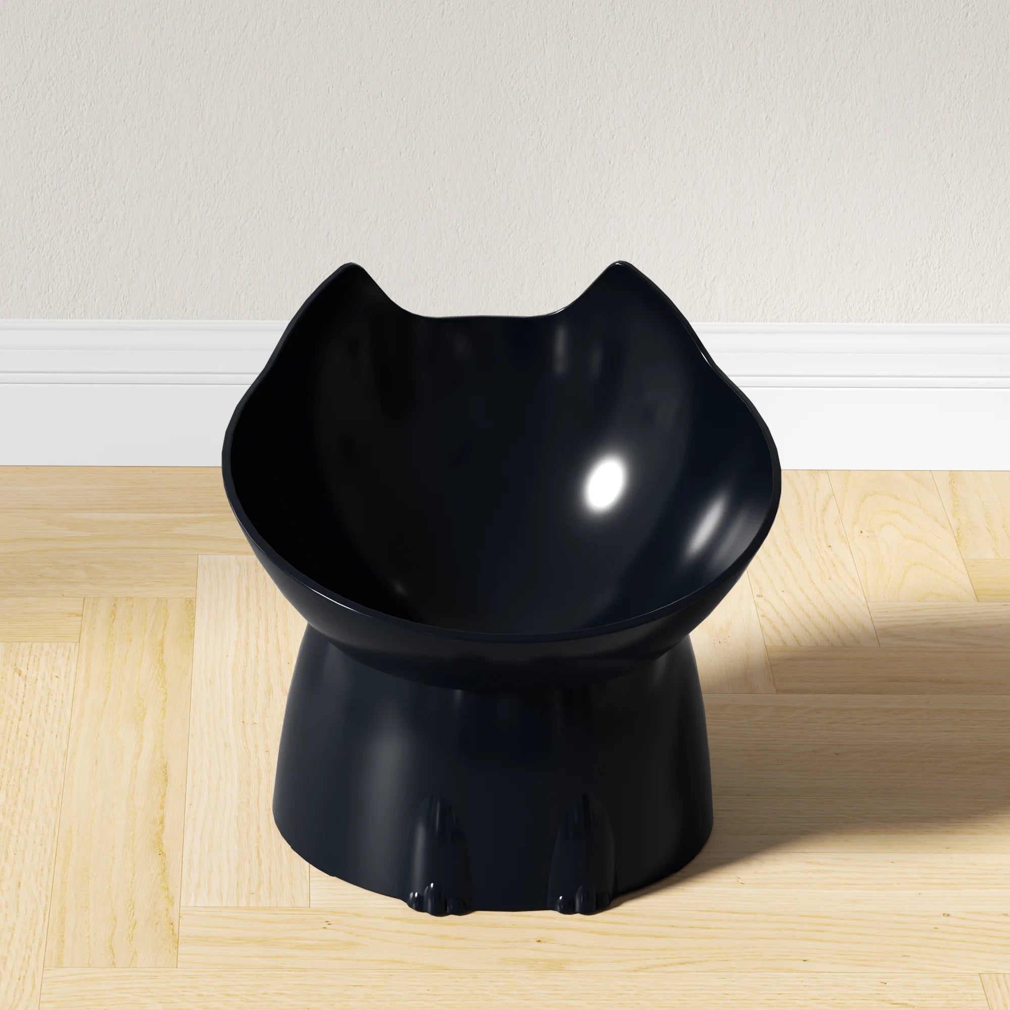 Elevated Cat Bowl with Tilted Edge | Anti-Tip Raised Feeding Dish for Cats & Kittens