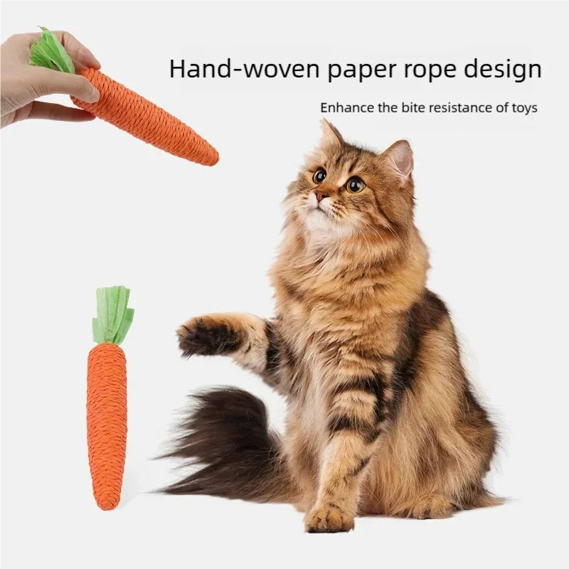 Carrot Shaped Cat Chew Toy with Bell | Durable Teething & Claw Grinding Toy for Kittens & Cats