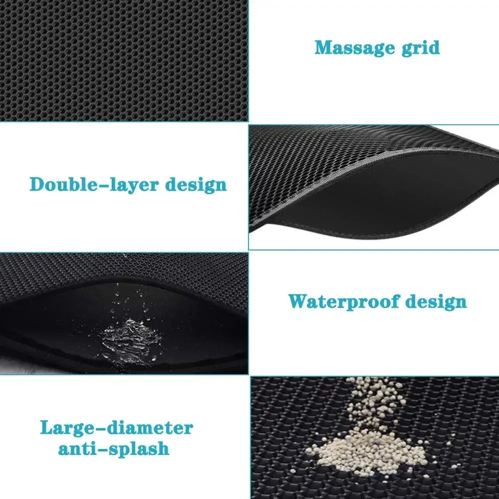 Double Layer Cat Litter Mat | Waterproof Non-Slip Litter Trapper Pad for Cleaner Floors