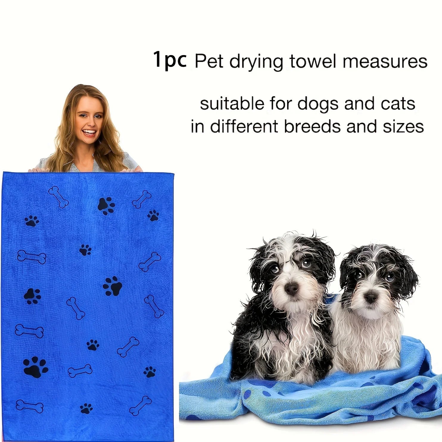 Quick Drying Microfiber Dog Towel | Super Absorbent Pet Bath Towel for Dogs & Cats
