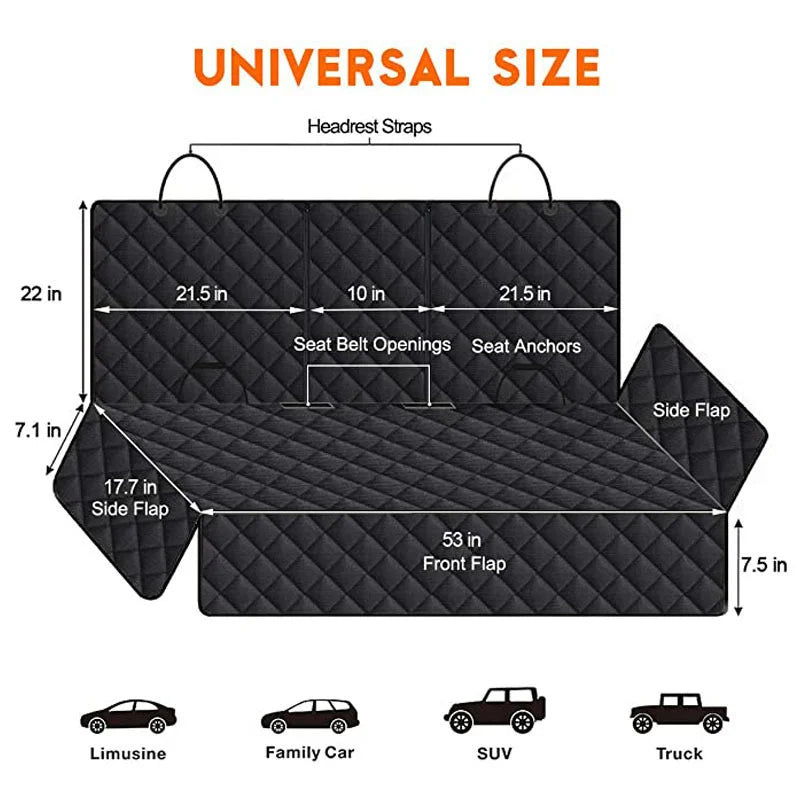 Car Dog Seat Cover For Back Seat Waterproof Auto Rear