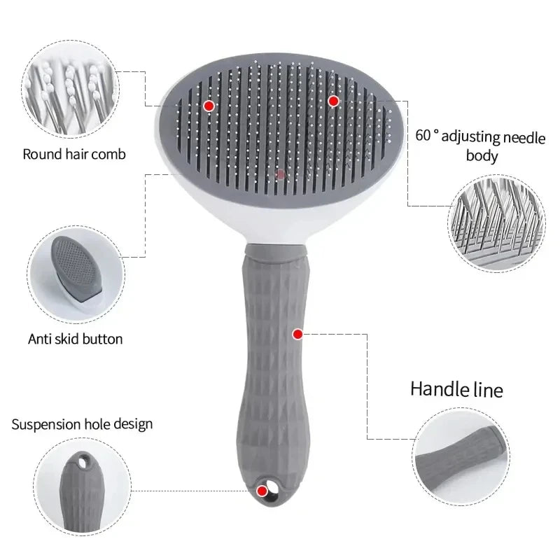 Self-Cleaning Pet Grooming Brush for Dogs & Cats – Slicker Hair Remover & Dematting Comb