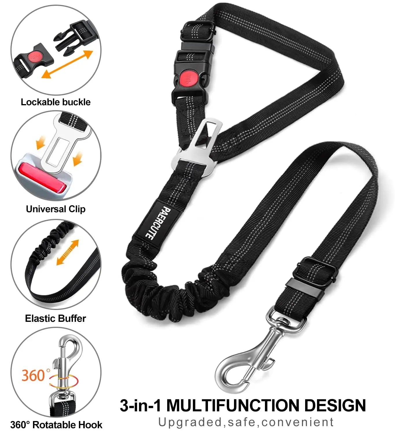 2 in 1 Solid Dog Harness Leash Pet Car Seat