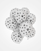 Dog Paw Print Latex Balloons - 20pcs White Pet-Themed Party Decorations