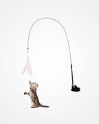 Hands-Free Cat Teaser Wand Toy with Suction Cup & Feather Bird | Interactive Kitten Play Toy