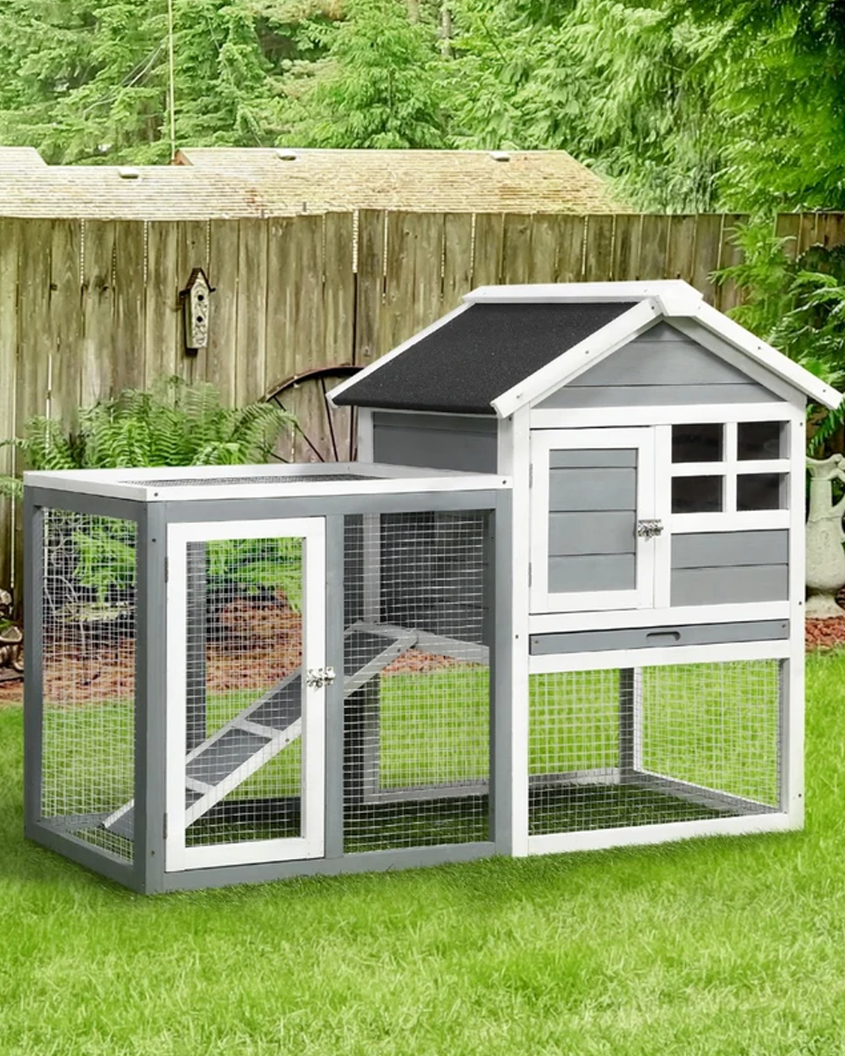 Weatherproof Wooden Rabbit Hutch with Outdoor Run